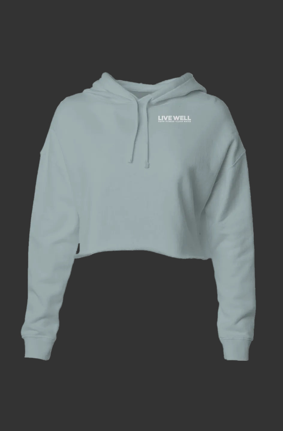 Ladies Live Well White Circle Logo Lightweight Crop Hoodie