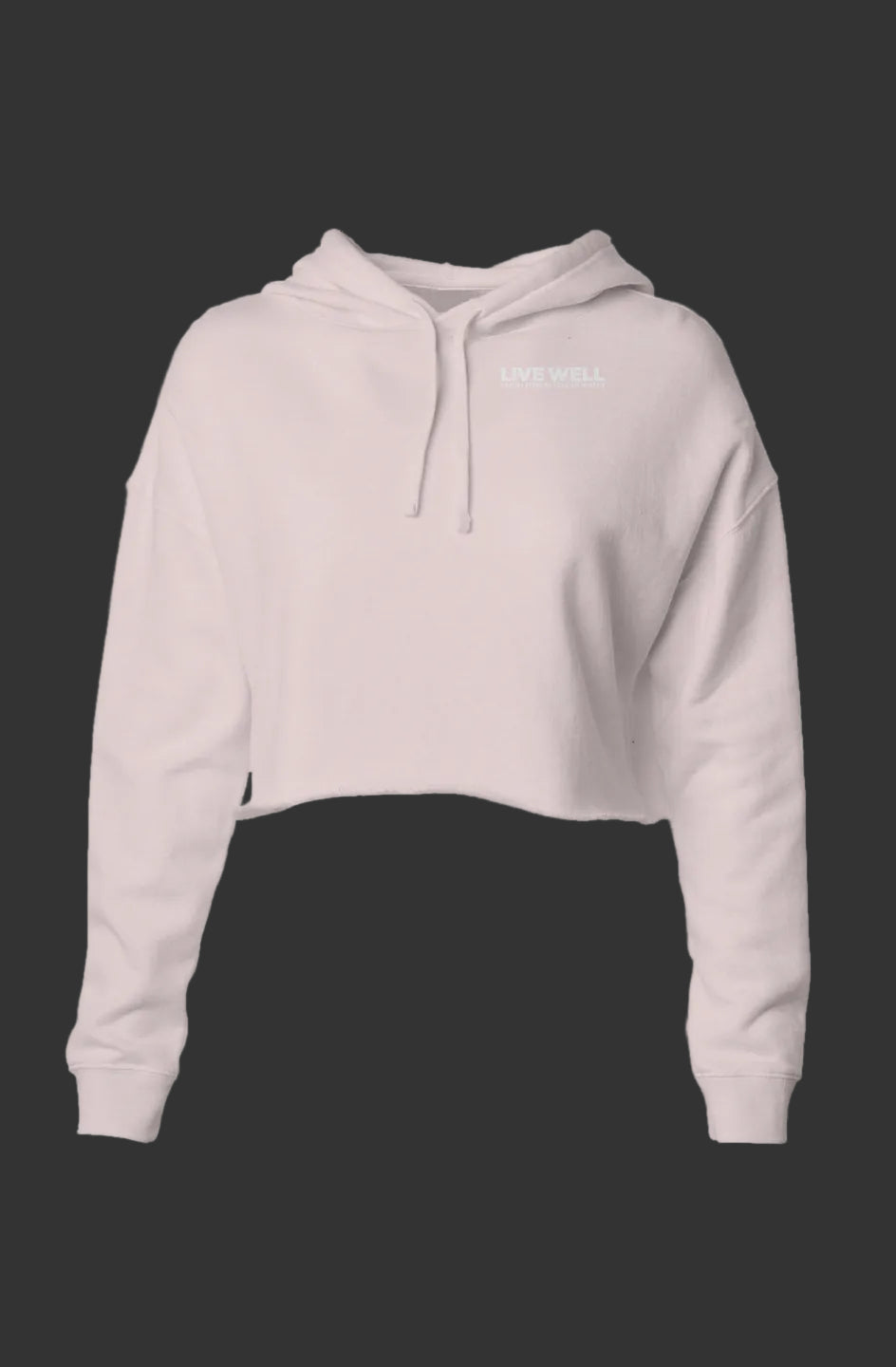Ladies Live Well White Circle Logo Lightweight Crop Hoodie