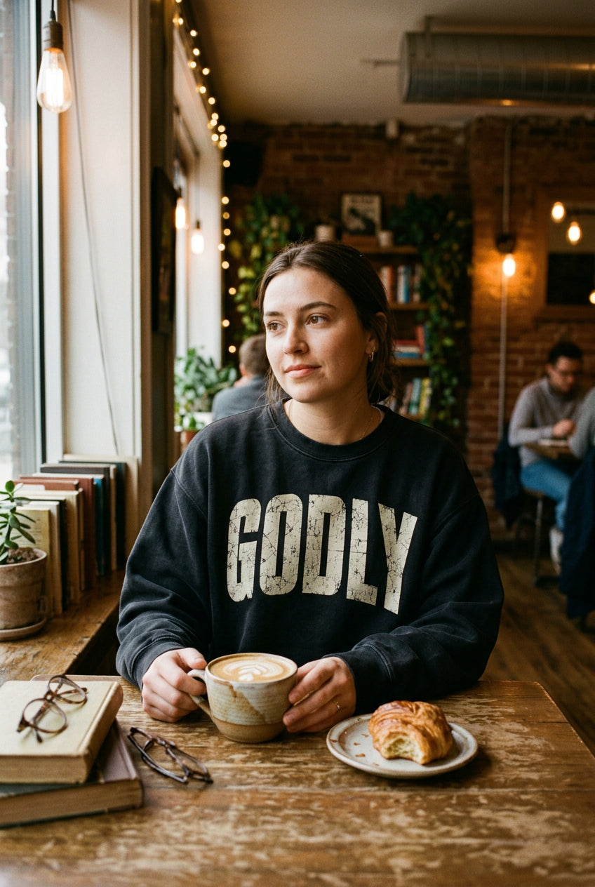 Ladies Live Well Godly Relax Faded Crew